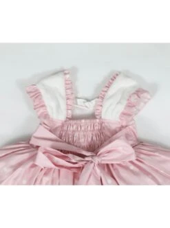 Plush Tulip Pattern Decoration Polka-Dot Hem Pleated Bow Knot Classic Lolita Pink Cute Suspender Dress -NAUS Lolita Shop 9 500x672 401
