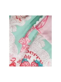 Pink Strawberry Cake Cute Rabbit Pattern Print Pleated Bow Lace Decoration Classic Lolita Kid Dress -NAUS Lolita Shop 9 500x672 424