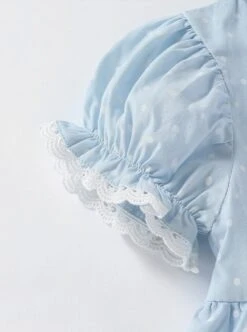 Flower Cute Puff Sleeve Lace Double Layer Hem Polka Dot Short Sleeve Classic Lolita Kids Dress -NAUS Lolita Shop 9 500x672 425