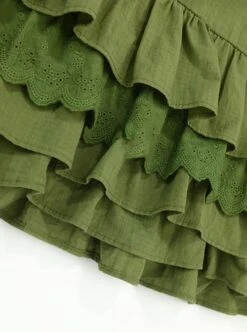 Forest Style Leaf Lace Ruffles Bowknot Sweet Retro Doll Classic Lolita Green Suspender Dress Short Sleeves Shirt Set -NAUS Lolita Shop 9 500x672 43