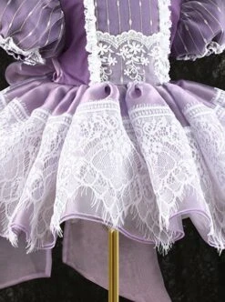 Sweet Lace Round Neck Puff Sleeve Lace Irregular Hem Back Heart Hollow Design Classic Lolita Kids Short-Sleeved Dress -NAUS Lolita Shop 9 500x672 432