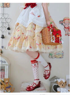 A Little Sparrow Series Pastoral Style Cute Printing Sweet Lolita Yellow Sling Dress -NAUS Lolita Shop 9 500x672 62