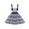 Foggy Moon Series Black Lace Decoration Gray Blue Three-Stage Ruffle Stitching Hem Classic Lolita Sleeveless Dress