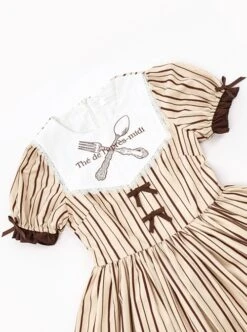 Mera Afternoon Tea Series Classic Exquisite Fork Spoon Embroidery Print Pattern Design Bowknot Decoration Classic Lolita Puff Sleeve Dress Set -NAUS Lolita Shop 9 500x672 99